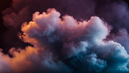 Fantasy clouds in the sky. Colorful fantasy clouds. 3D illustrationの素材