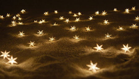 Christmas background with snowflakes and stars. Christmas and New Year holidays background.の素材