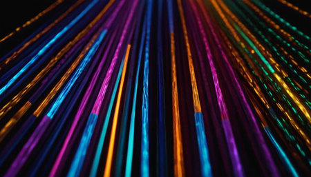 abstract background with colorful lines and bokeh defocused lightsの素材