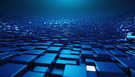 Abstract 3d rendering of chaotic cubes in empty space. Futuristic background.の素材