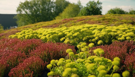 Flower bed with red and yellow flowers in the spring garden.の素材