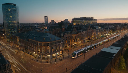 Aerial view of the city of London at sunset, UK.の素材