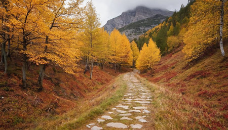 Autumn in Ordesa and Monte Perdido National Park, Spainの素材