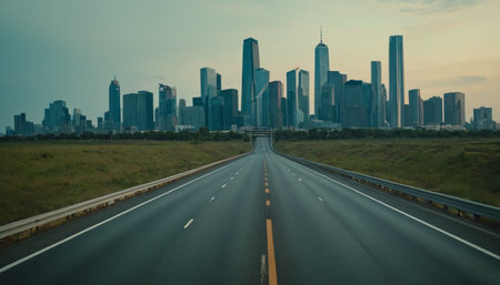Driving on the highway in Chicago, Illinois, United States.の素材
