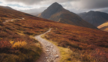 Autumn mountain landscape in Glencoe, Cumbria, Englandの素材