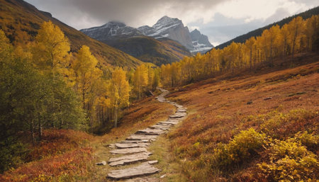 Autumn landscape in Ordesa and Monte Perdido National Park, Spainの素材