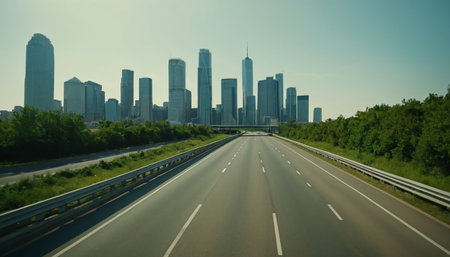Chicago Skyline from the highway.の素材