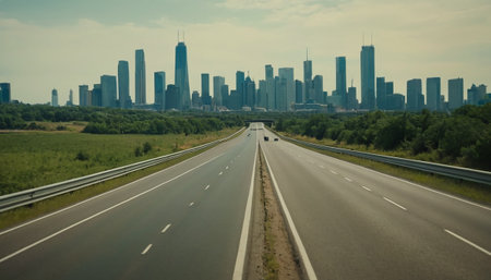 Driving on a highway in Chicago, Illinois, United States.の素材