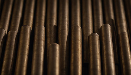 Close-up of metal pipes. Industrial background. Selective focus.の素材