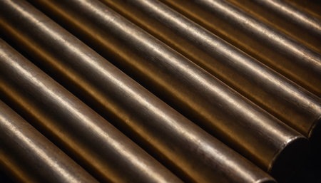 Close-up of metal pipes of a church. Shallow depth of field.の素材