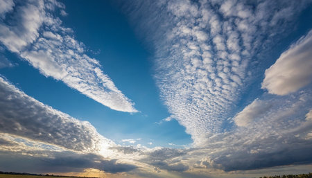 Cloudscape, Colored Clouds at Sunset near the River Elbeの素材