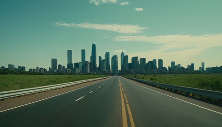 Highway and Skyscrapers in Chicago, Illinois, USAの素材