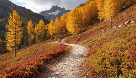 Diamond pendant hanging on a tree branch with autumn leaves as backgroundの素材