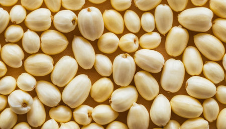 Cedar nuts background. Macro image of pine nuts. Top view.の素材