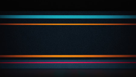 Abstract blue and orange lines on black background, 3d render illustrationの素材