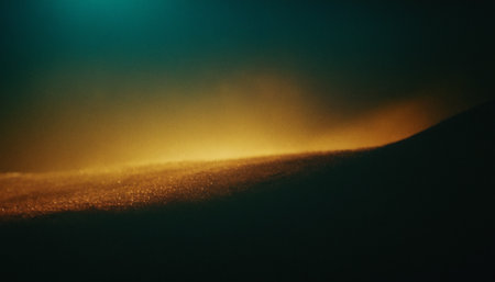 Foggy winter landscape with snow in the mountains. Abstract dark background.の素材