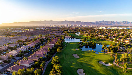 Aerial view of golf course in the city of Phoenix, Arizona.の素材
