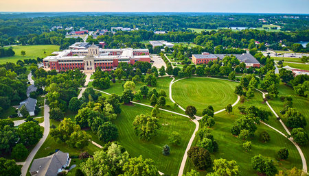 Aerial view of the historic Royal Palace in Vilnius, Lithuaniaの素材