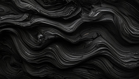 Black abstract background with wavy lines. 3d rendering, 3d illustration.の素材