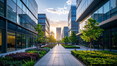 Modern office buildings in Shanghai, China.の素材