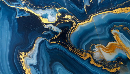 Marble abstract acrylic background. Marbling artwork texture. Agate ripple pattern. Gold powder.の素材