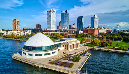 Boston, Massachusetts, USA downtown skyline with the Boston Museum of Art.の素材