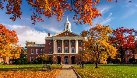 Fall foliage in Boston, Massachusetts, USA. Historical Old Town Hall.の素材