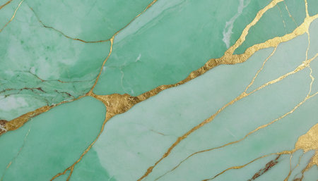 Marble abstract background pattern with gold and turquoise colors.の素材