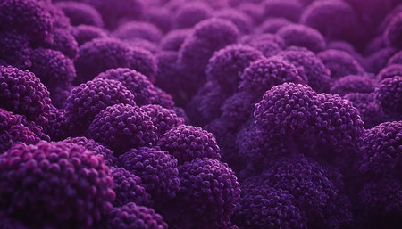 3d render of abstract fractal background with purple balls. Computer generated graphics.の素材