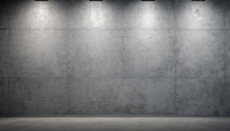 empty room with concrete wall and spotlights, 3d render illustrationの素材