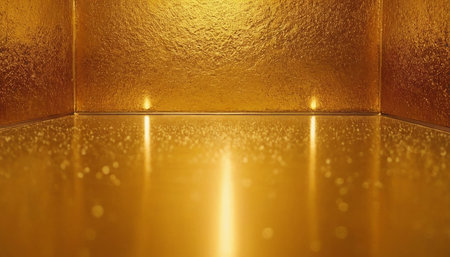 golden floor, abstract background. 3d rendering, 3d illustration.の素材