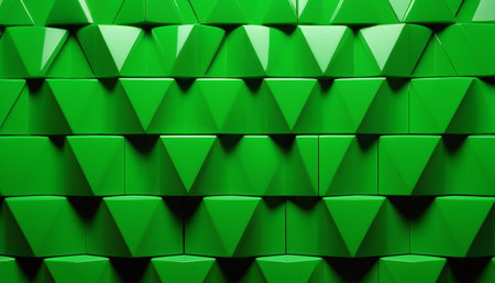 Abstract background of green geometric shapes. 3d rendering, 3d illustration.の素材