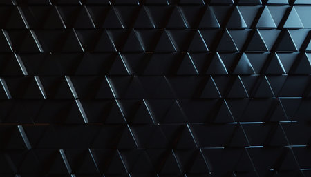 Abstract 3d rendering of chaotic black geometric shapes. Modern background design.の素材