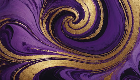Purple and gold marbling pattern. Golden marble liquid texture.の素材