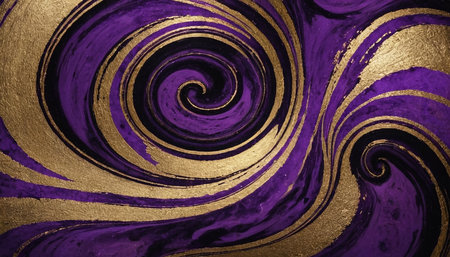 Marble abstract acrylic background. Agate ripple pattern. Gold and purpleの素材