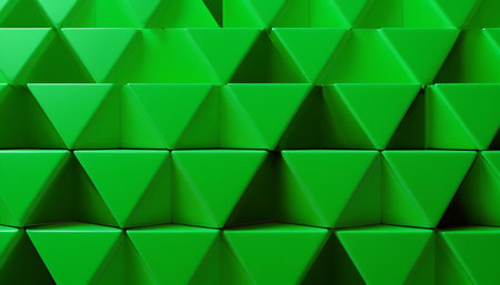 Abstract green geometric background. 3d rendering, 3d illustration.の素材
