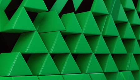 Abstract 3d rendering of chaotic green geometric shapes. Modern background design.の素材