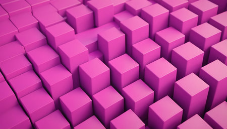 Abstract 3d rendering of chaotic pink cubes. Futuristic background.の素材