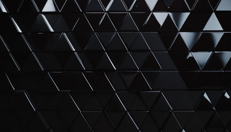 Abstract 3d rendering of chaotic black polygonal surface. Futuristic background.の素材