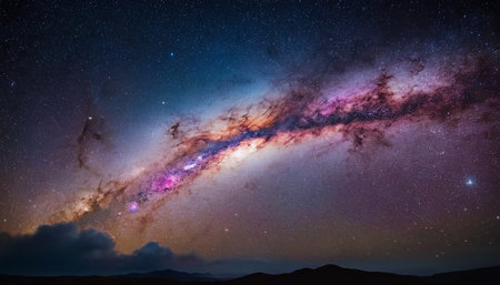 Milky way galaxy with stars and space dust in the universe.の素材
