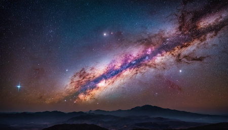 Milky way galaxy with stars and space dust in the universe.の素材