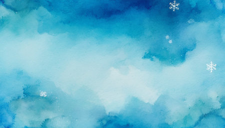 Winter watercolor background. Watercolor background with snowflakes.の素材