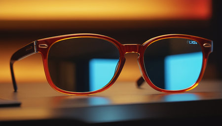 Glasses on the table in the office. Selective focus.の素材