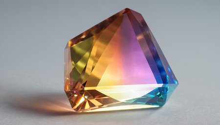 Colorful diamond on white background. 3D illustration. Studio shot.の素材