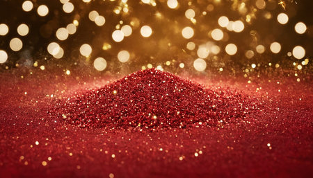 Red glitter background with bokeh defocused lights and copy spaceの素材