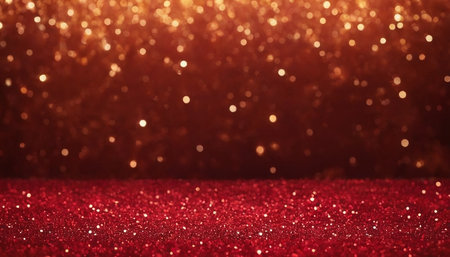 red glitter vintage lights background. gold and red. defocused.の素材