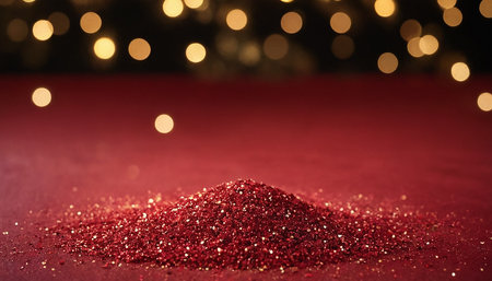 Red glitter background with bokeh lights. Christmas or New Year conceptの素材