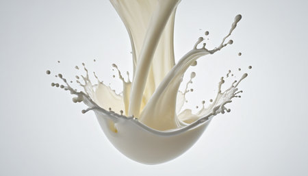 Milk splash isolated on white background. 3d render illustration.の素材