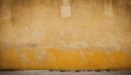 Old grunge wall with yellow stucco. Abstract background.の素材