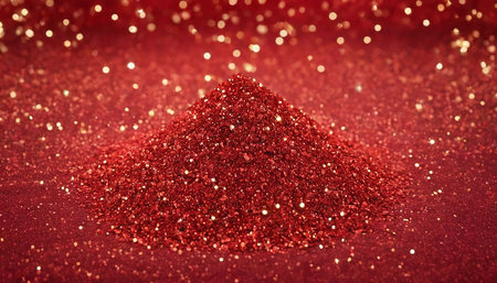 Red glitter background with bokeh defocused lights and sparklesの素材